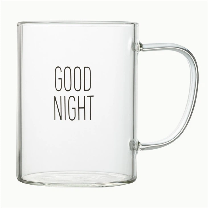 Single-layer Glass Handle Cup With Black Or White Decals